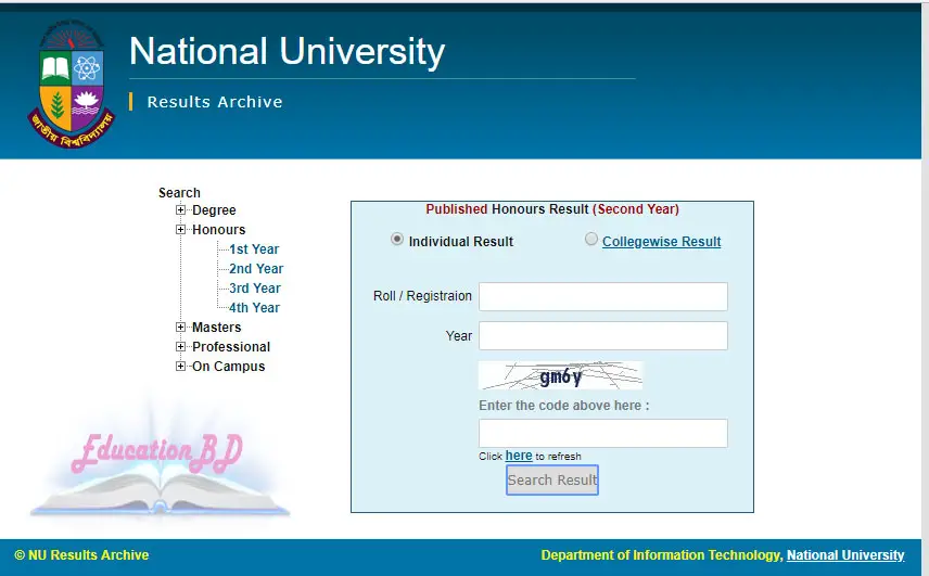 Nu Honours 2nd Year Result Online