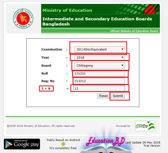 jsc result 2018 chittagong board