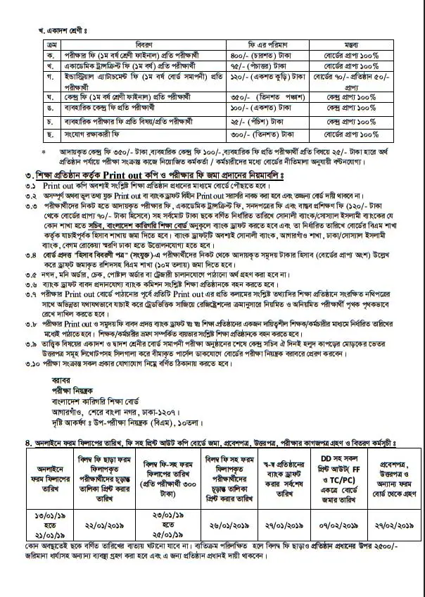 HSC BM Exam Routine 2020