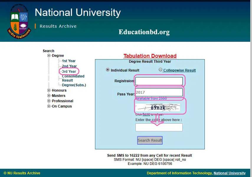 Nu Degree 3rd Year Result Online