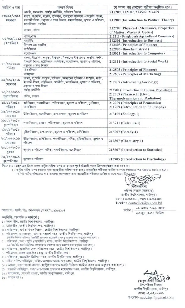 Nu Honours 1st Year Routine