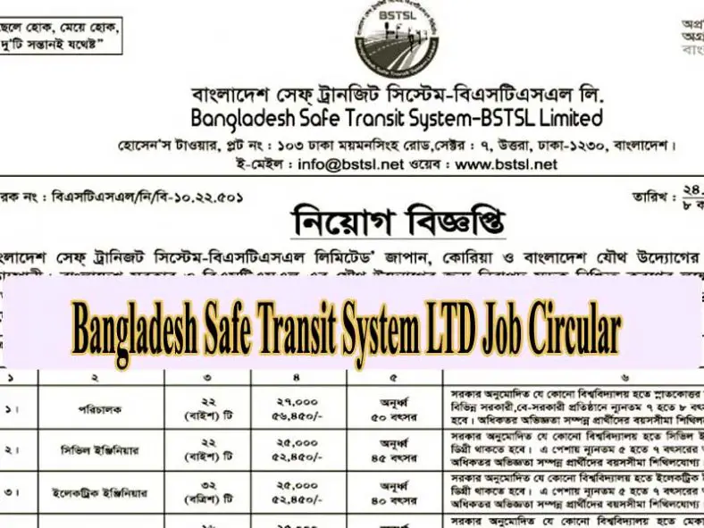 BSTSL Job Circular 2021- Bangladesh Safe Transit Systems