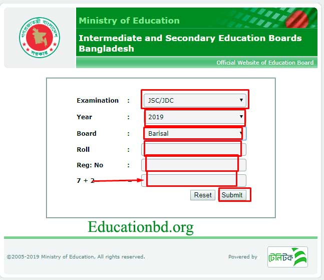 JSC Result 2019 Barisal Board