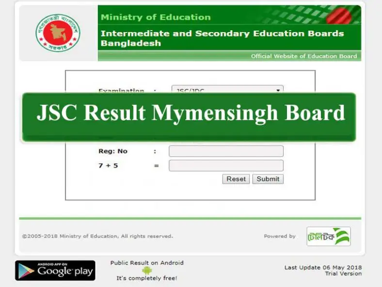 JSC Result 2019 Mymensingh Board Marksheet Download