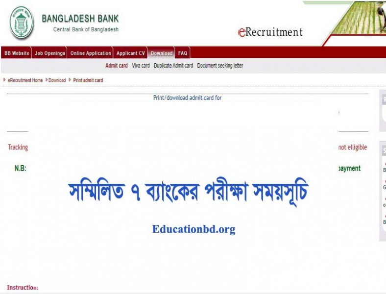 Combined 7 Bank Exam Date 2023(প্রকাশিত), Admit Card & Seat Plan