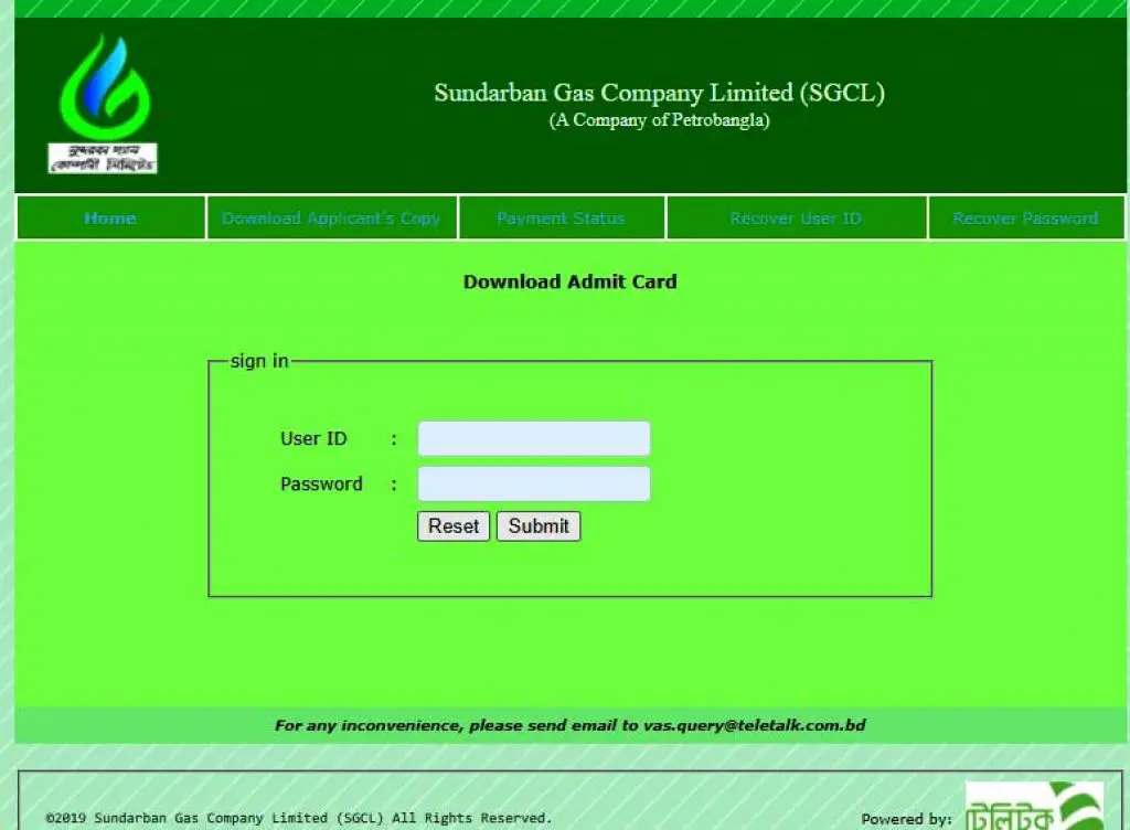 SGCL Admit Card 2020