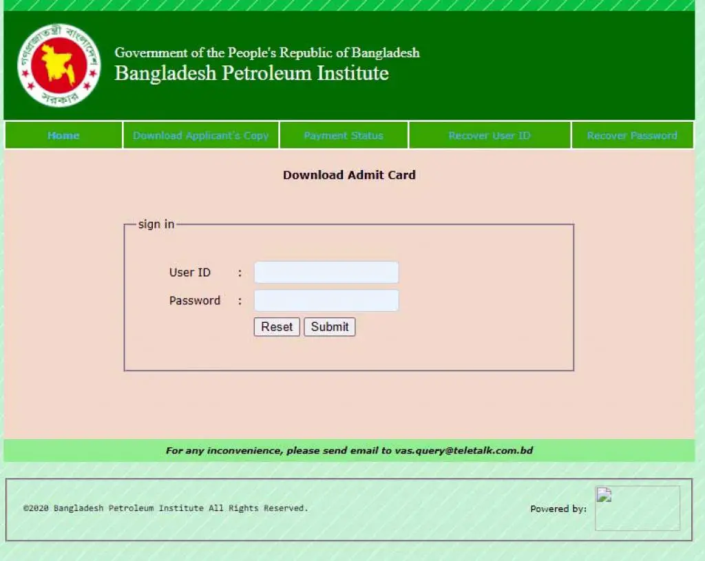 BPI Admit Card 2020