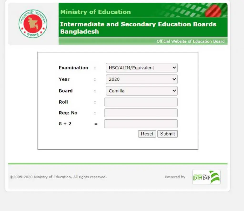 HSC Result 2020 Comilla Board