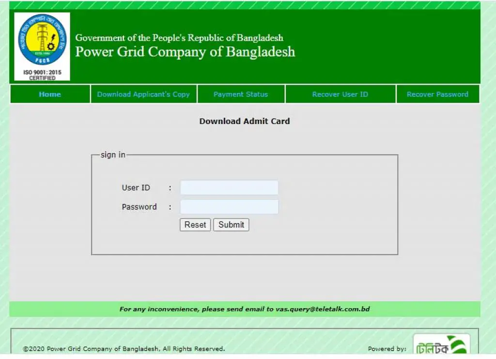 PGCB Admit Card Download 2020