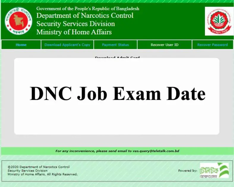 DNC Job Exam Date 2021, Admit Card & Seat Plan