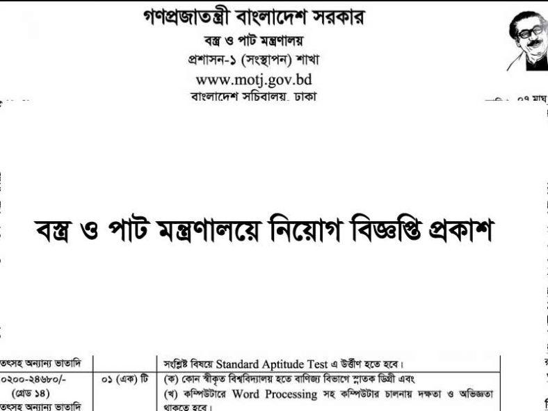 MOTJ Job Circular 2021-motj.gov.bd