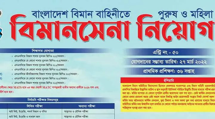 Bangladesh Air Force Job Circular 2021  Biman Sena  Educationbd