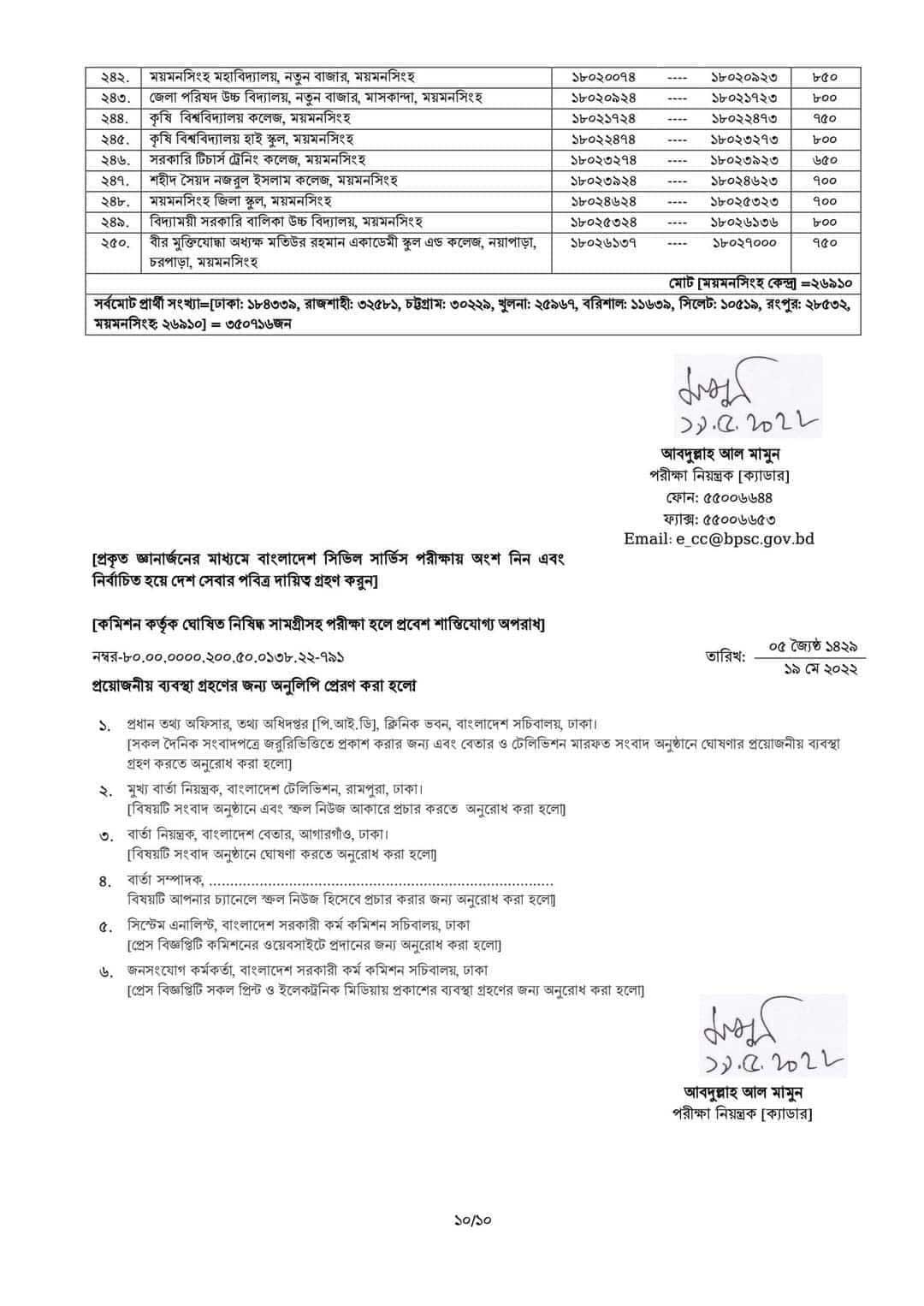 44 BCS Seat Plan 2022 Download