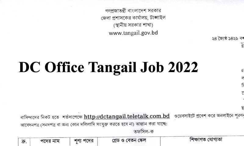 DCTANGAIL Job Circular 2022