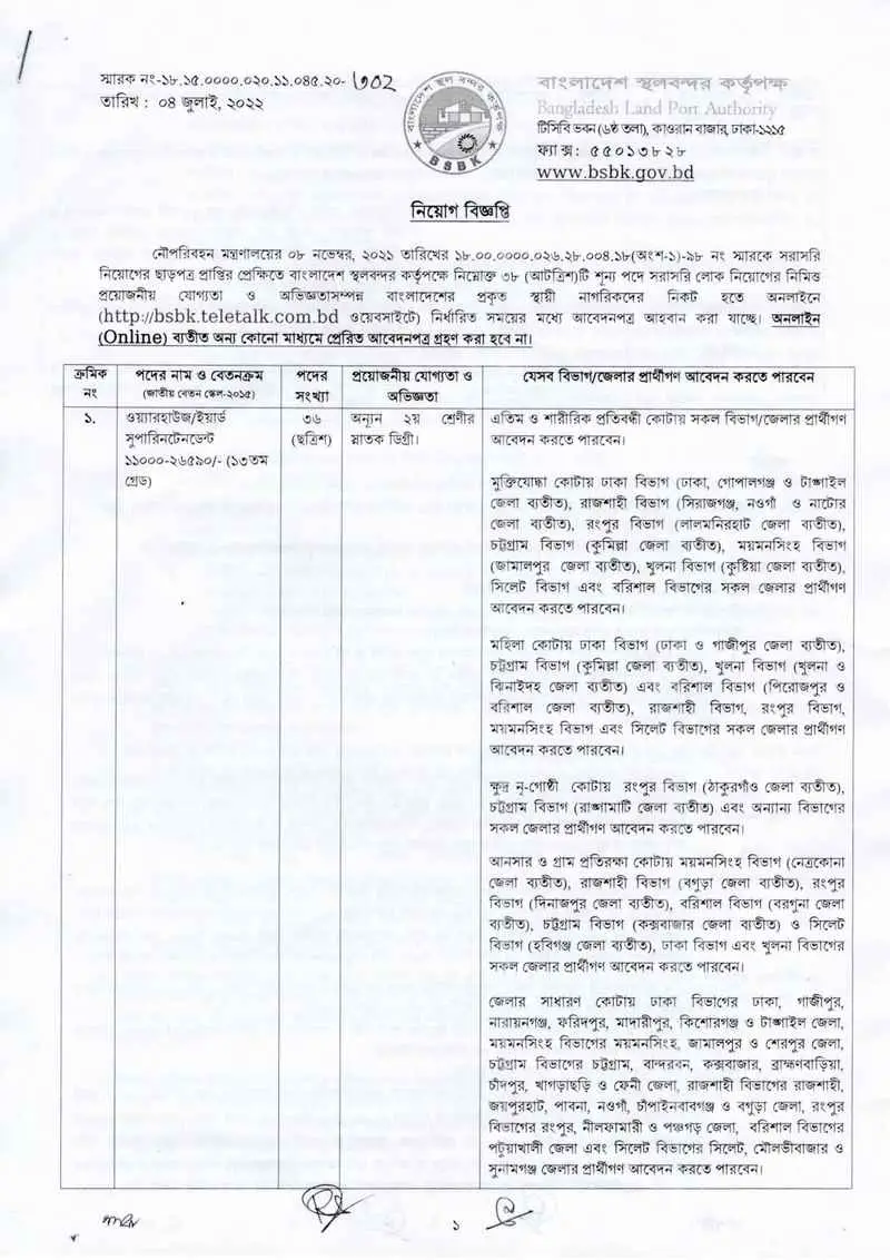 bsbk (1) Job Circular 2022