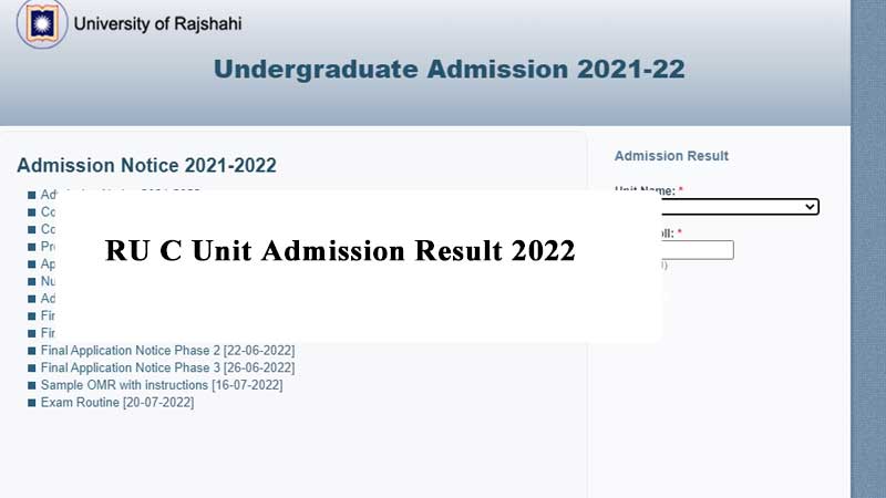 RU C Unit Admission Result 2022