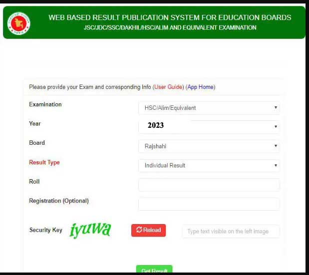 HSC Result 2023 Rajshahi Board Online