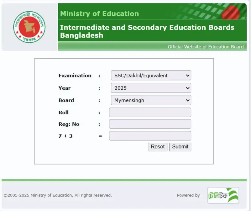 SSC Result 2025 Mymensingh Board