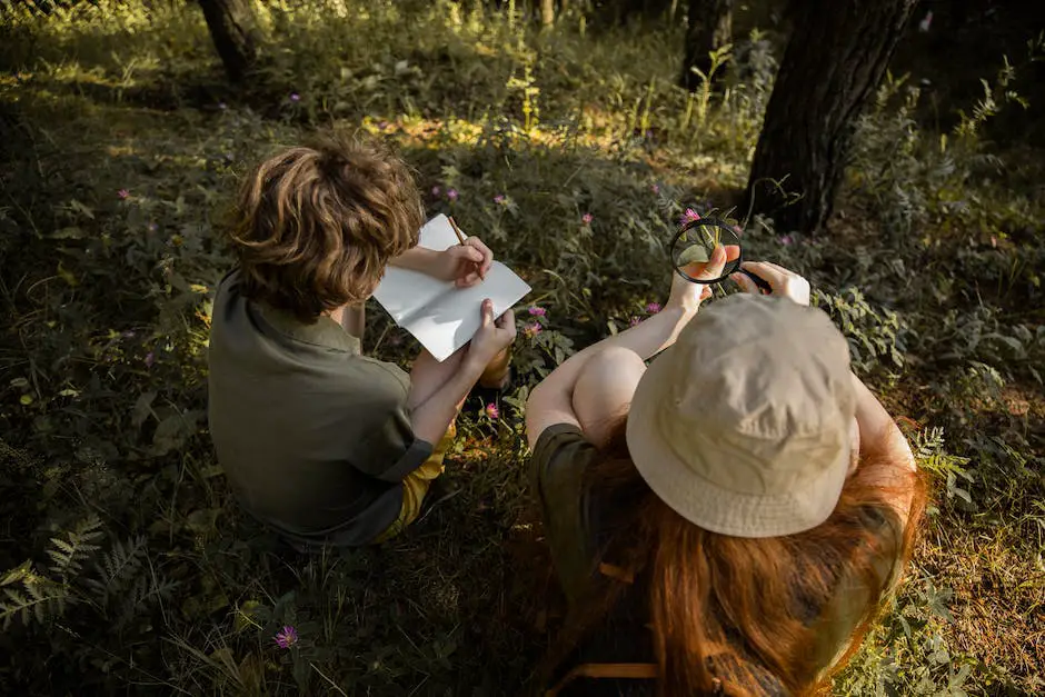 Children exploring nature and finding items on a scavenger hunt