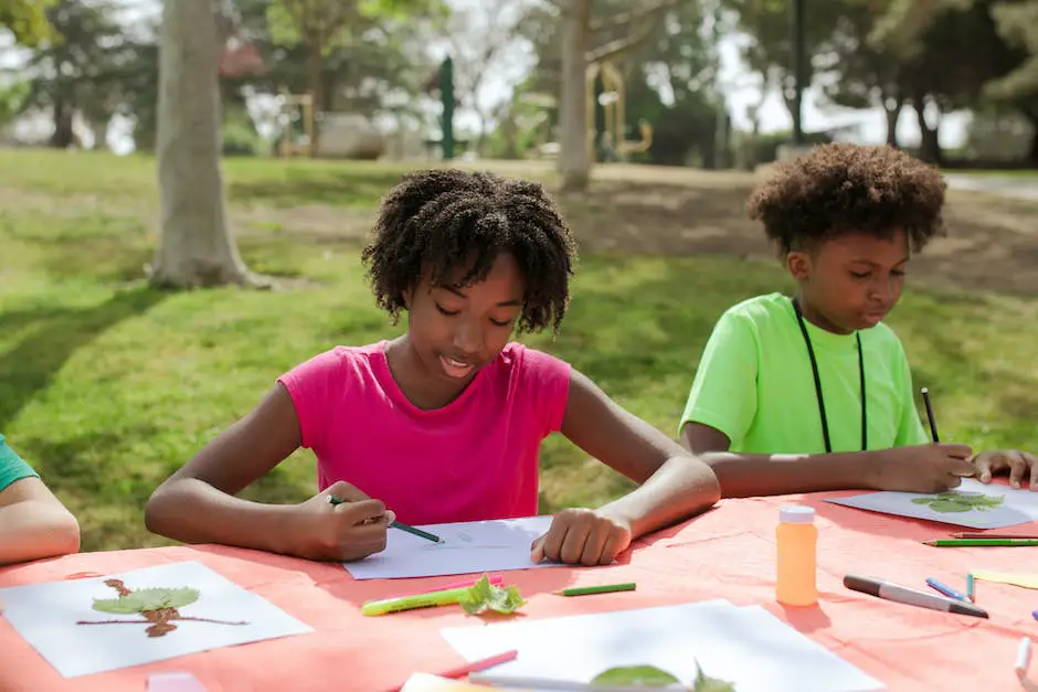 Illustration of a child drawing under a tree in a park